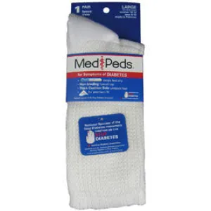 Medipeds Extra Cushion Crew Sock - L - White - 1 Pair
