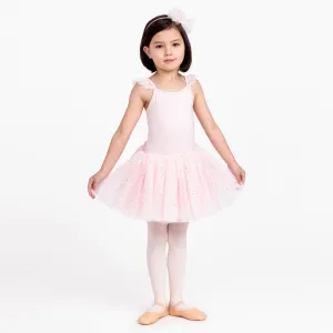 Melania: Sequin Tutu Dress with Bows in Ballet Pink
