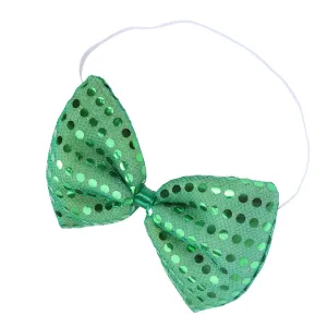 Men and Women's Fashion Sequin Bowtie Adjustable Pre-Tied Bow Tie for St. Patrick's Day(Green)