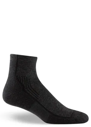 Men's Black Low-Rise Cushioned Wool Hiking Socks