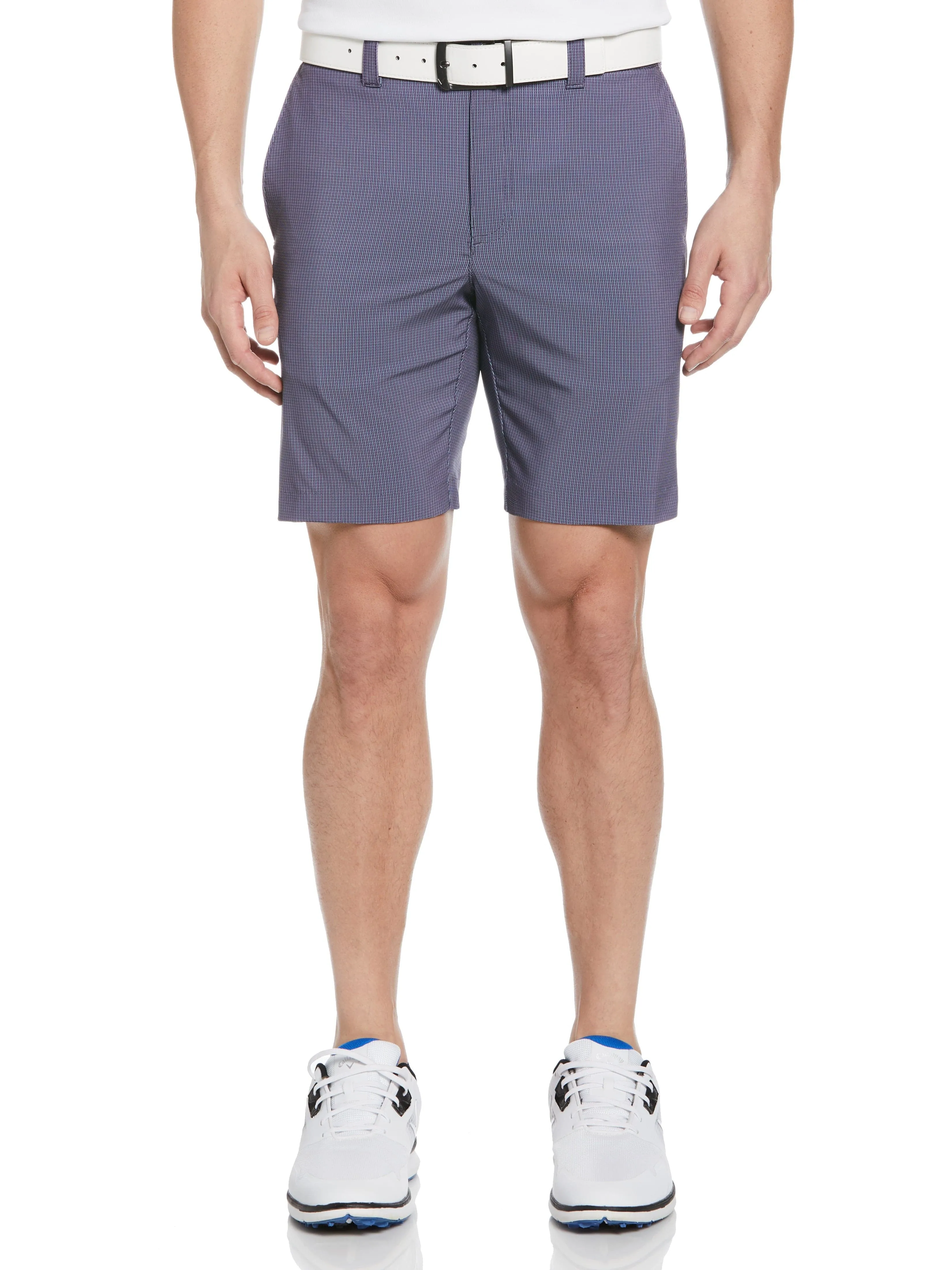 Mens Flat Front Mini Texture Print Golf Short