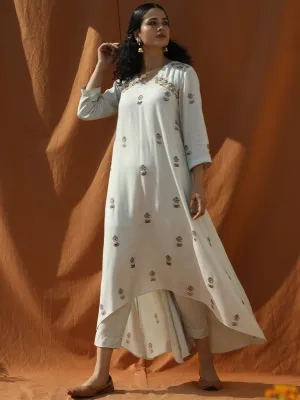 Mesme- Light Mint Green Block Printed Tunic Dress Set