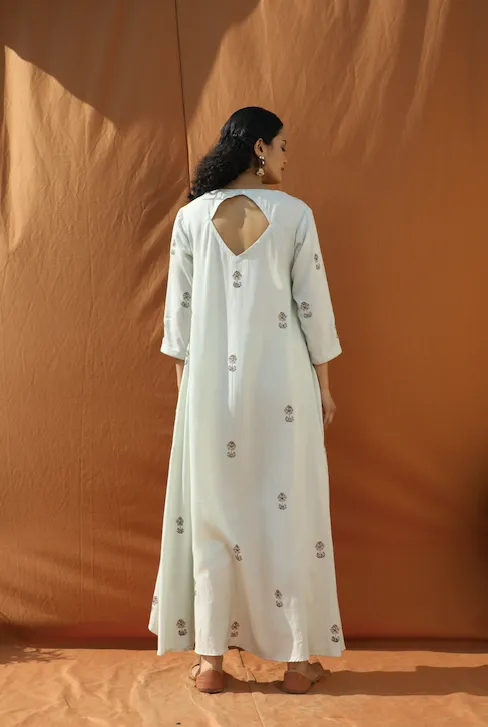 Mesme- Light Mint Green Block Printed Tunic Dress Set