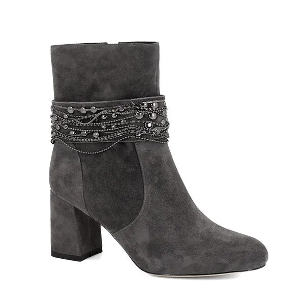 Metal Chain Square Heels Handmade Woman Boots