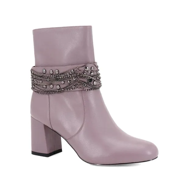 Metal Chain Square Heels Handmade Woman Boots