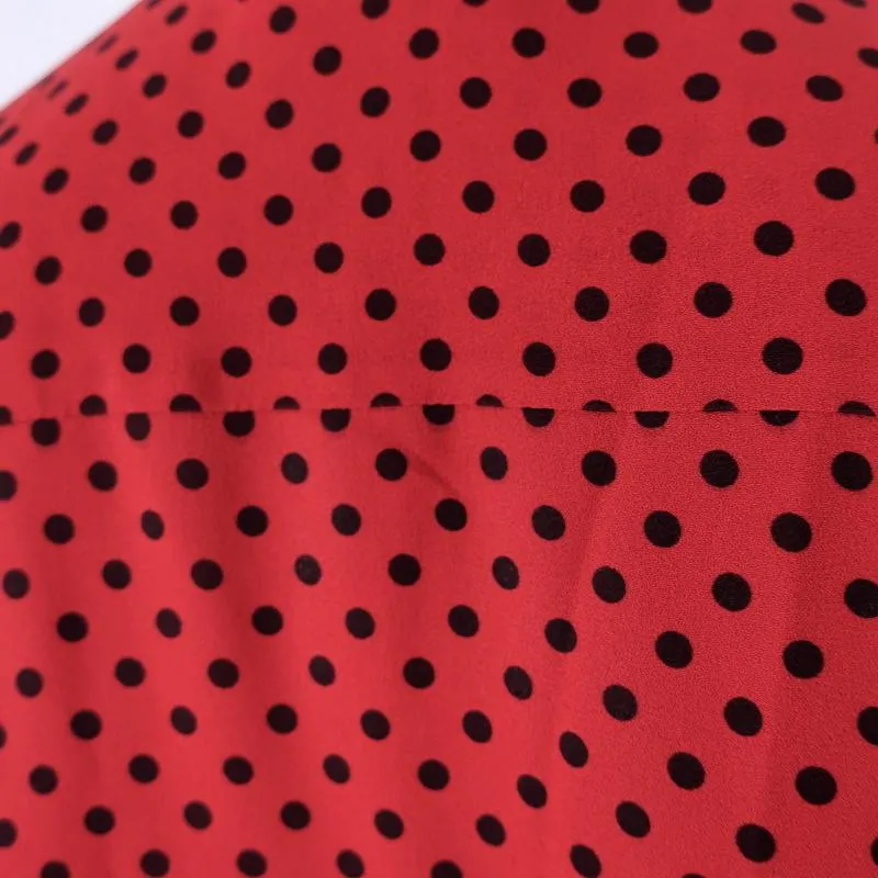 Michael Kors Collection Pussy Bow Blouse Red/Black Polka Dot Silk Size 4
