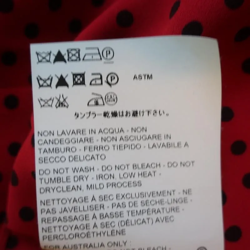 Michael Kors Collection Pussy Bow Blouse Red/Black Polka Dot Silk Size 4