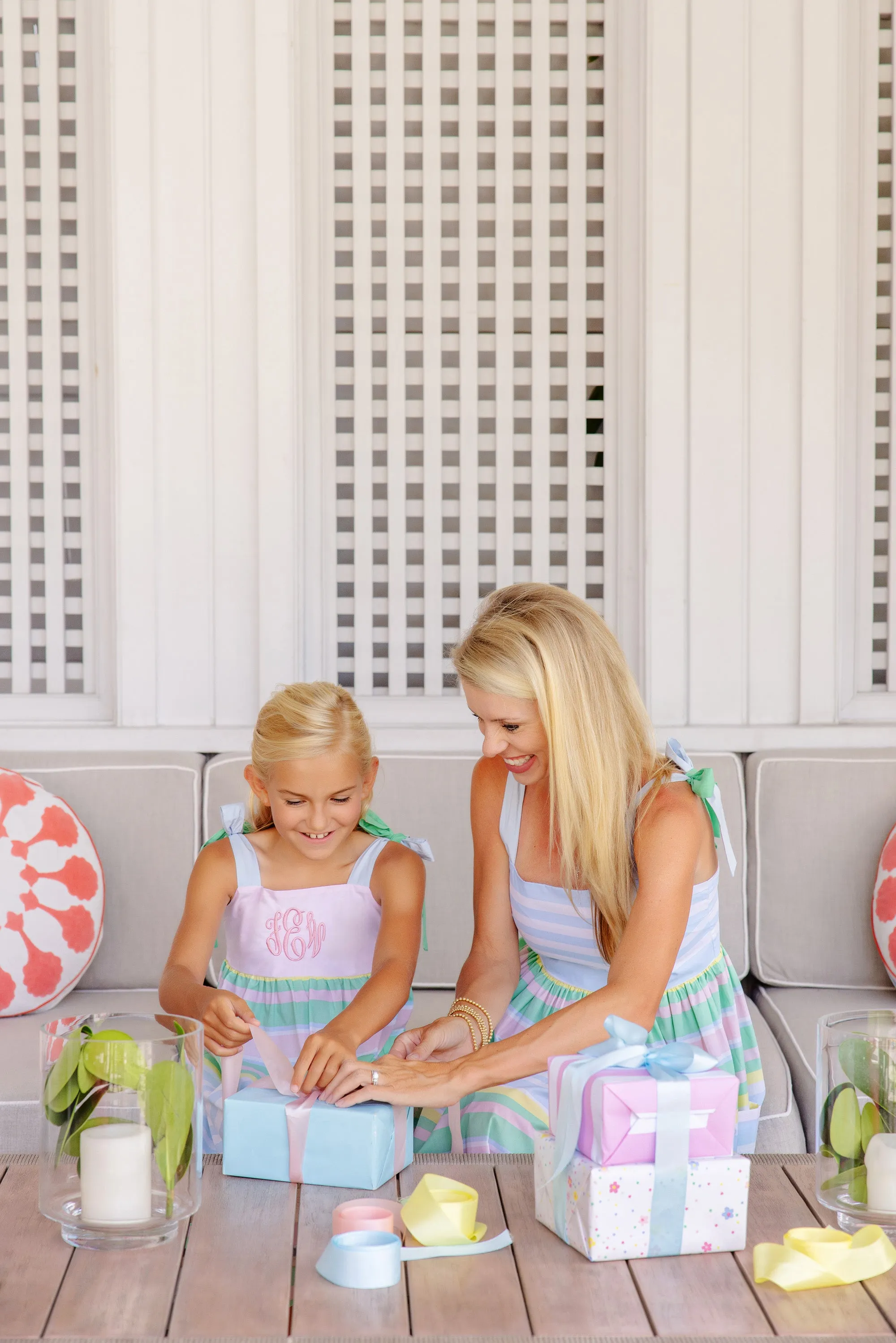 Midge Midi Dress (Women's) - Sarasota Stripe with Buckhead Blue and Grace Bay Green
