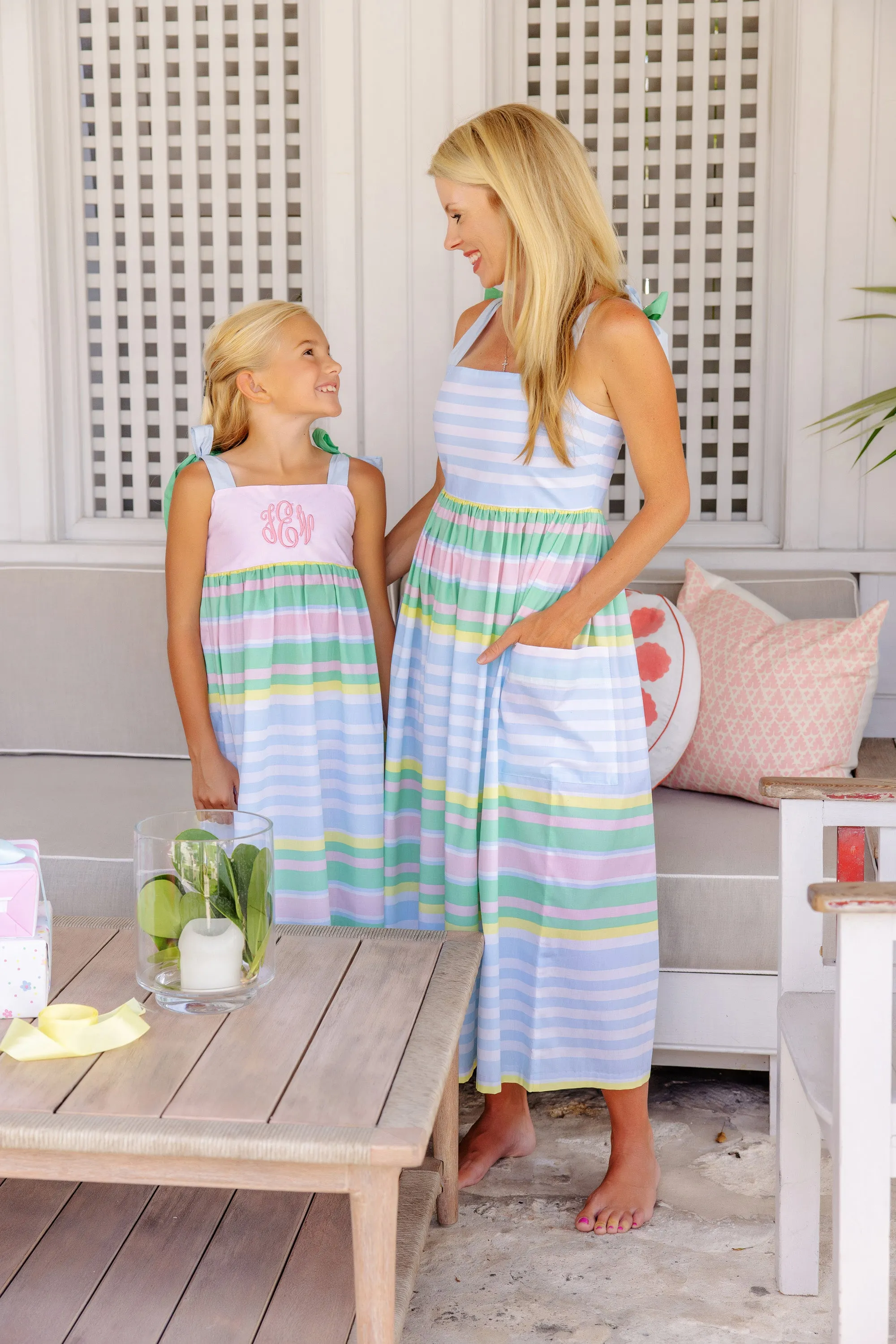 Midge Midi Dress (Women's) - Sarasota Stripe with Buckhead Blue and Grace Bay Green