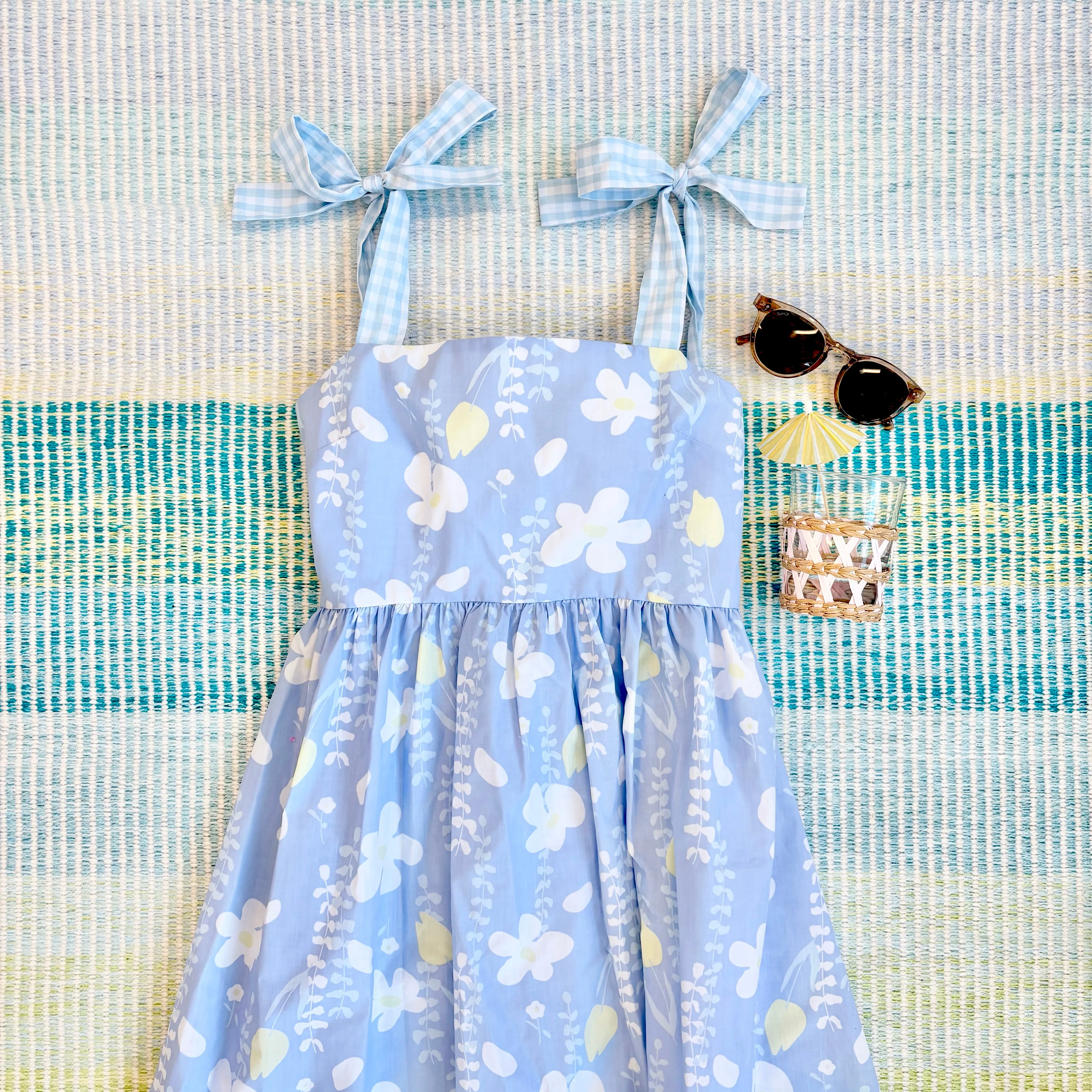 Midge Midi Dress (Women's) - Water Street Wisteria with Buckhead Blue Gingham