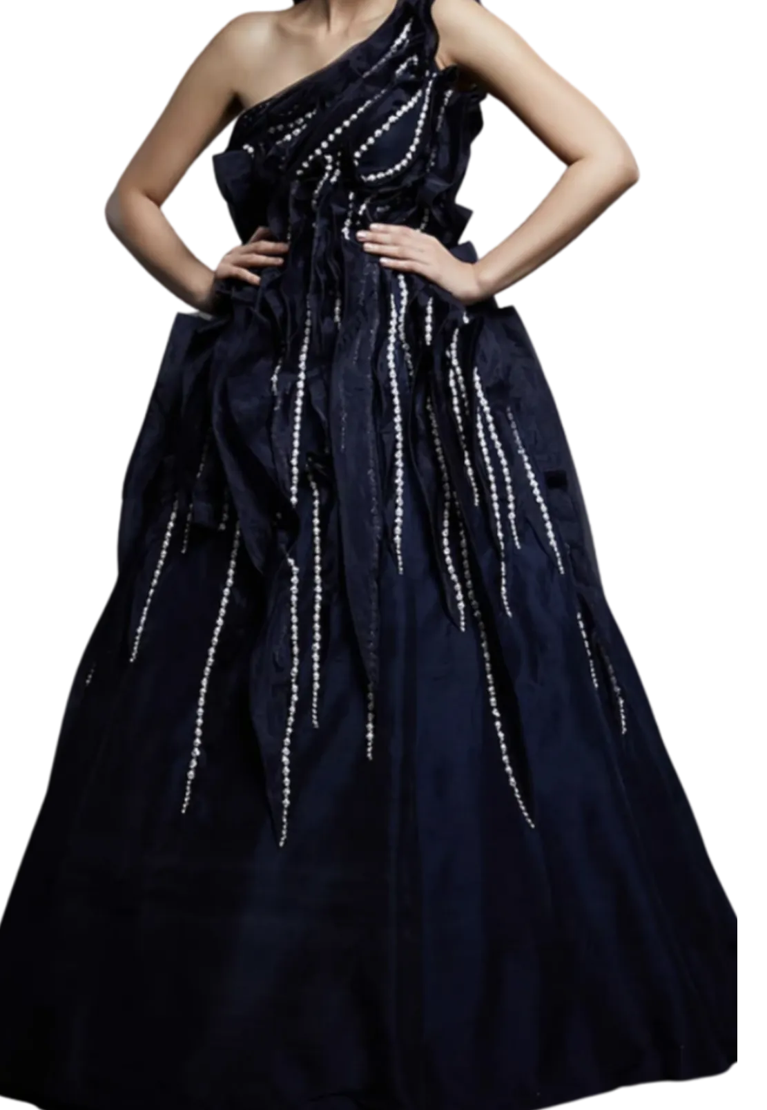 Midnight Blue Beaded Gown