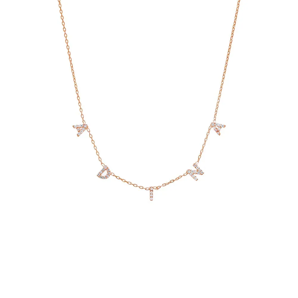 Mini Pavé Block Name Necklace