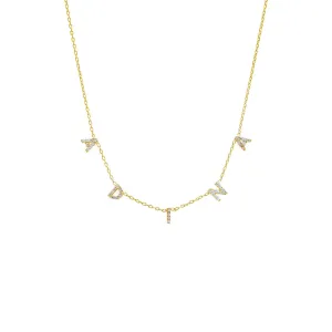 Mini Pavé Block Name Necklace