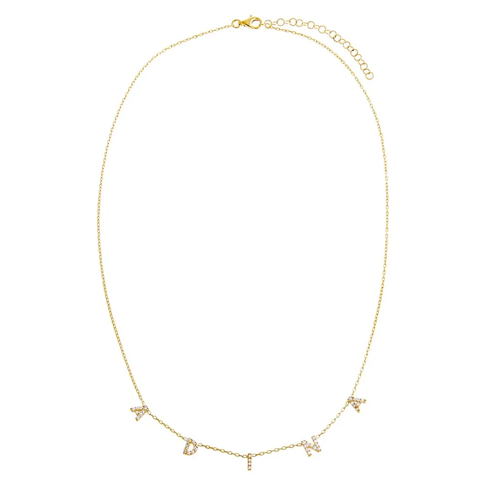 Mini Pavé Block Name Necklace