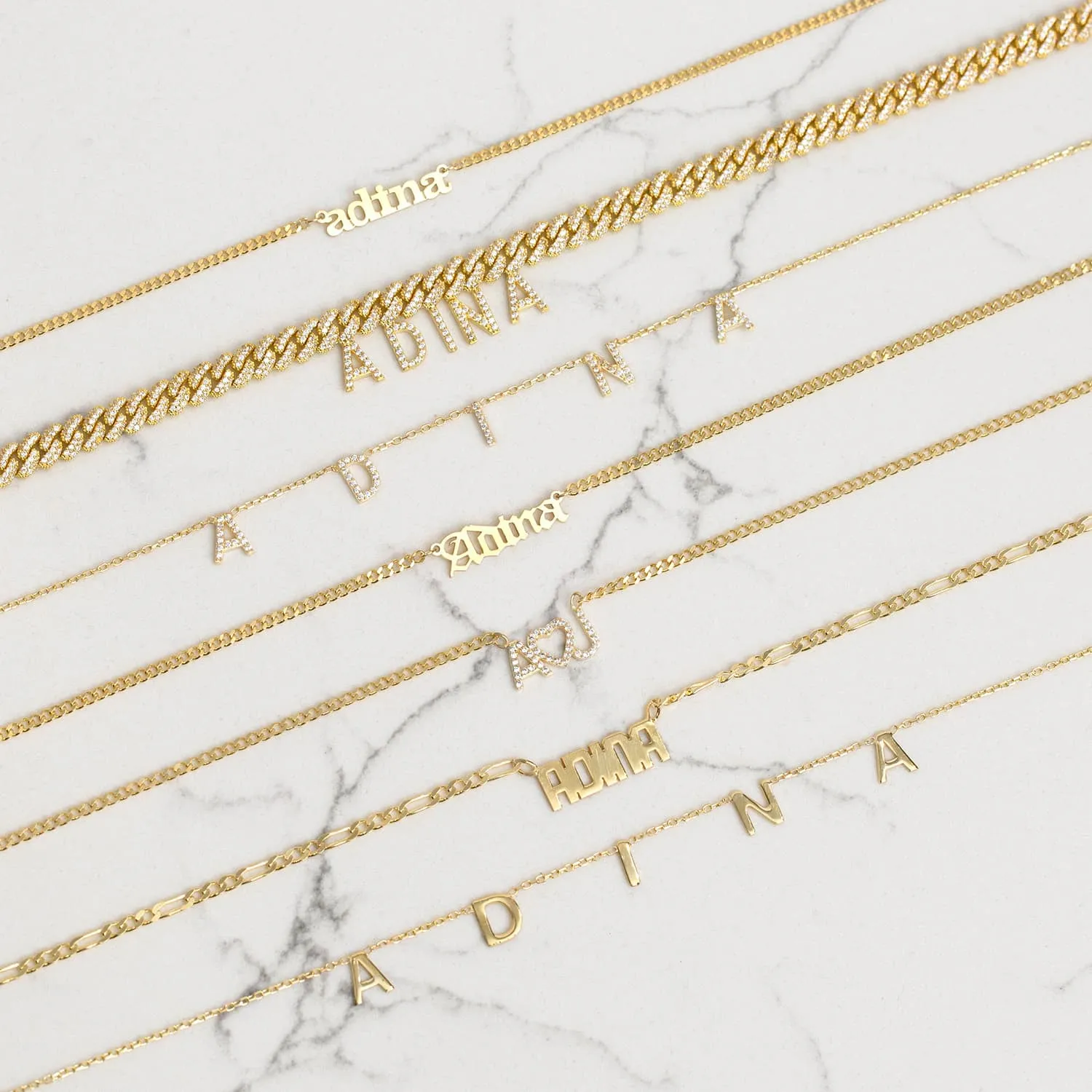 Mini Pavé Block Name Necklace
