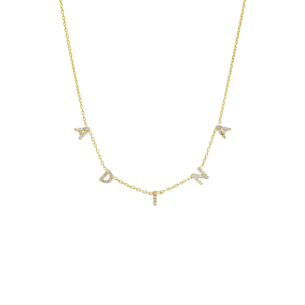Mini Pavé Block Name Necklace
