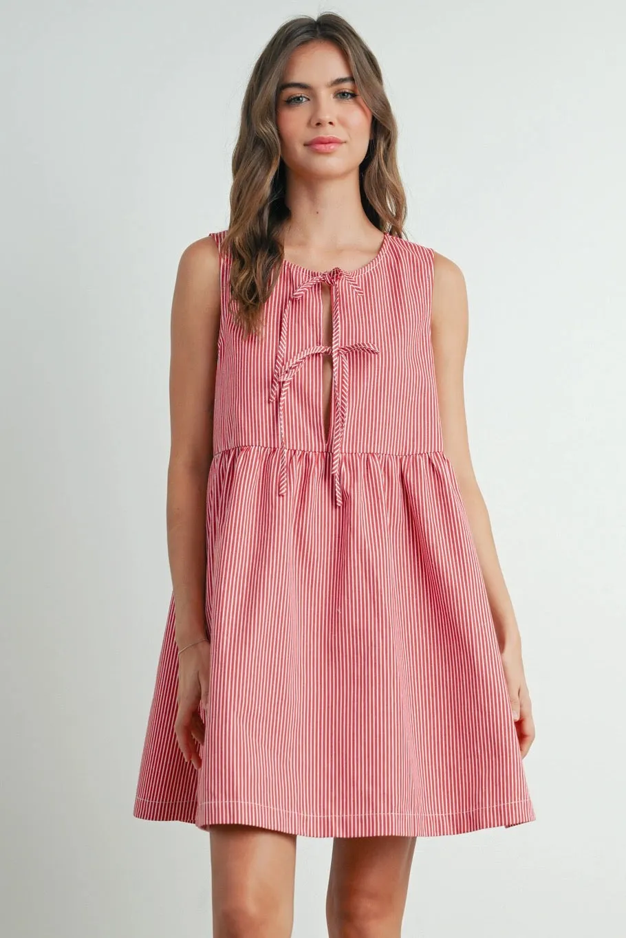 Mini Red Stripe Bowknot Dress