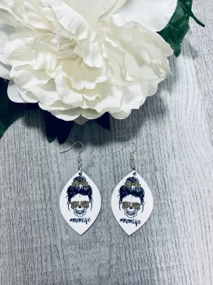 Mom Life Leopard Print Wooden Earrings