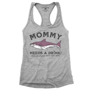 Mommy Shark Needs a Drink Ladies Tank Top