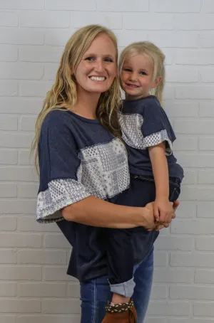 Mommy&Me Paisley Print Color Block Top