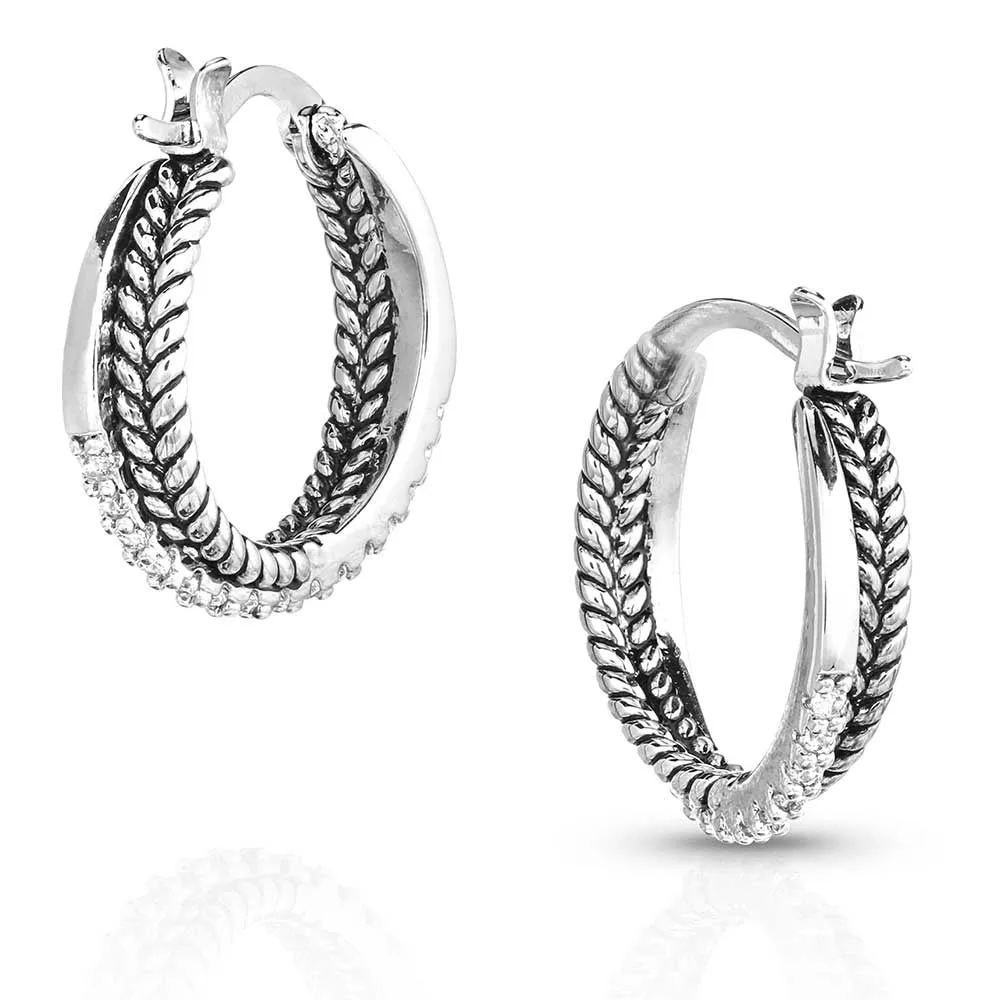 Montana Silversmiths Crystal Crossover Hoop Earrings