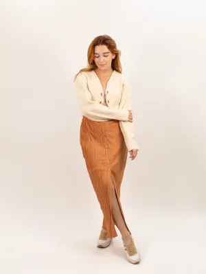 Moon River Plisse High Waist Long Skirt - Terracotta