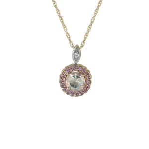 Morganite and Created Pink Sapphire Fashion Pendant in 10K Rose Gold