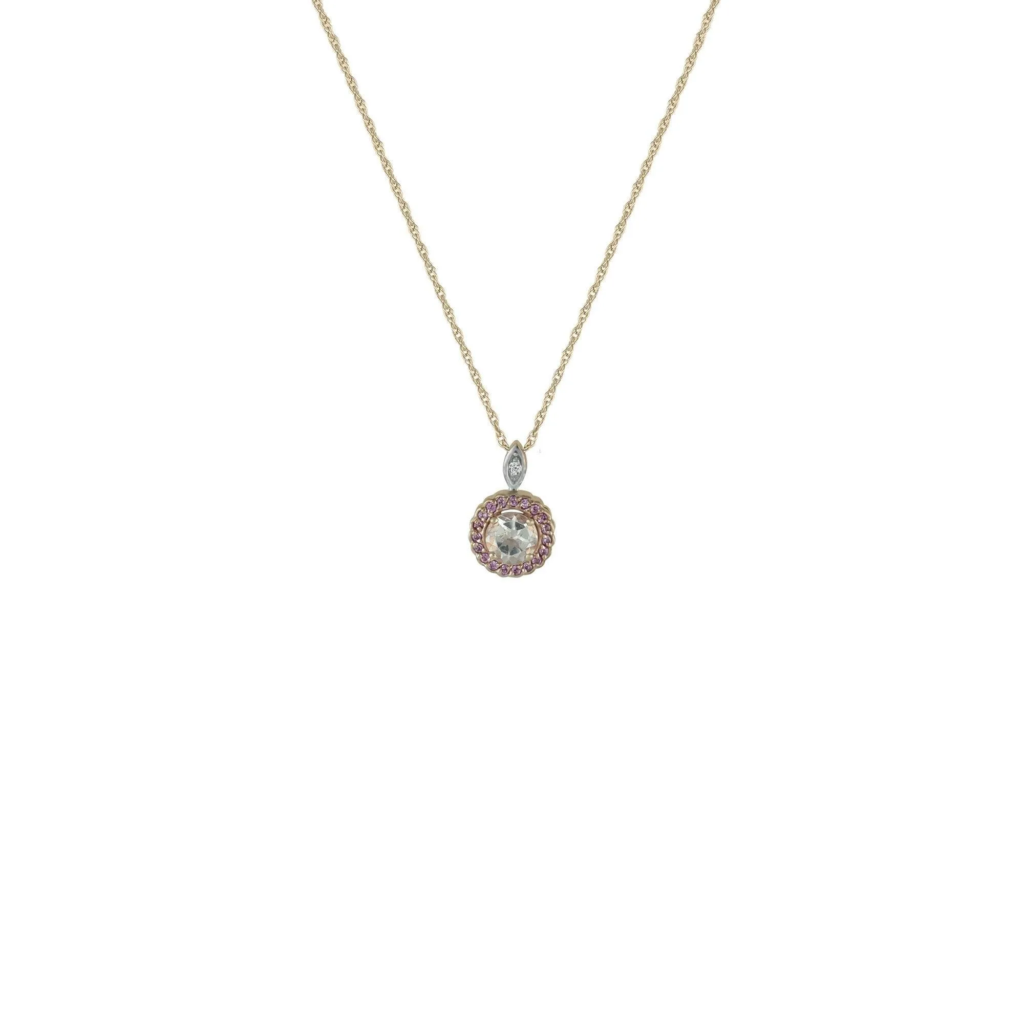 Morganite and Created Pink Sapphire Fashion Pendant in 10K Rose Gold