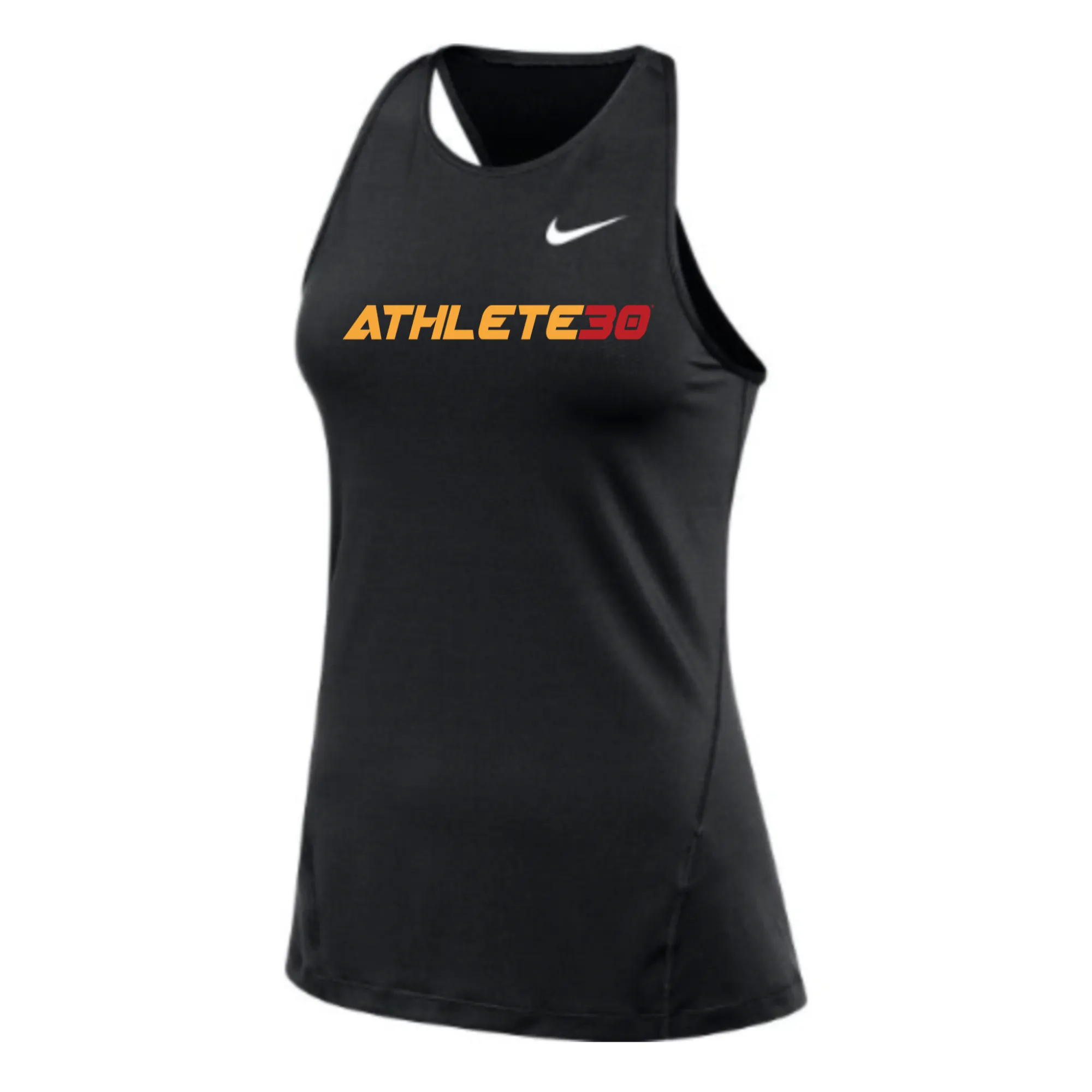 MOSSA Nike Women's All Over Mesh Tank (black) - ATHLETE30 Standard Logo - gold/red