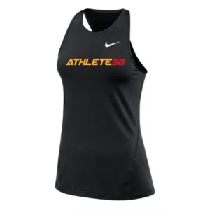 MOSSA Nike Women's All Over Mesh Tank (black) - ATHLETE30 Standard Logo - gold/red