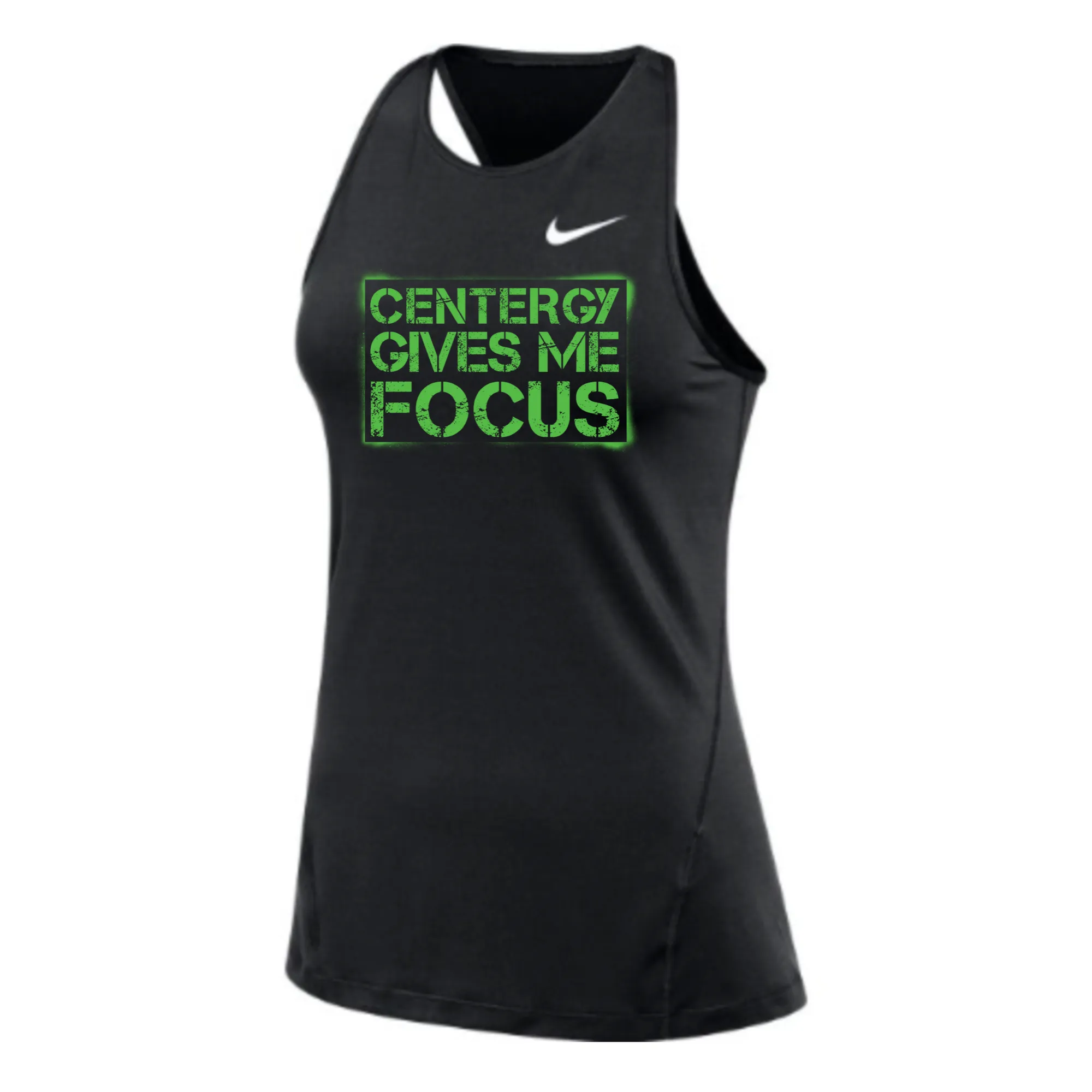 MOSSA Nike Women's All Over Mesh Tank (black) - Centergy Stencil GIVES ME Logo