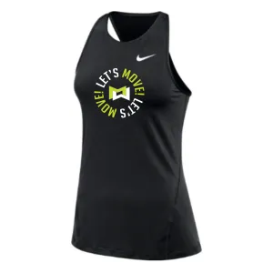 MOSSA Nike Women's All Over Mesh Tank (black) - Core LET'S MOVE Circle Logo