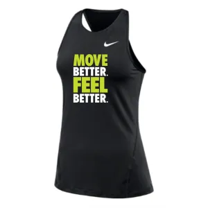 MOSSA Nike Women's All Over Mesh Tank (black) - Core MOVE BETTER FEEL BETTER Logo