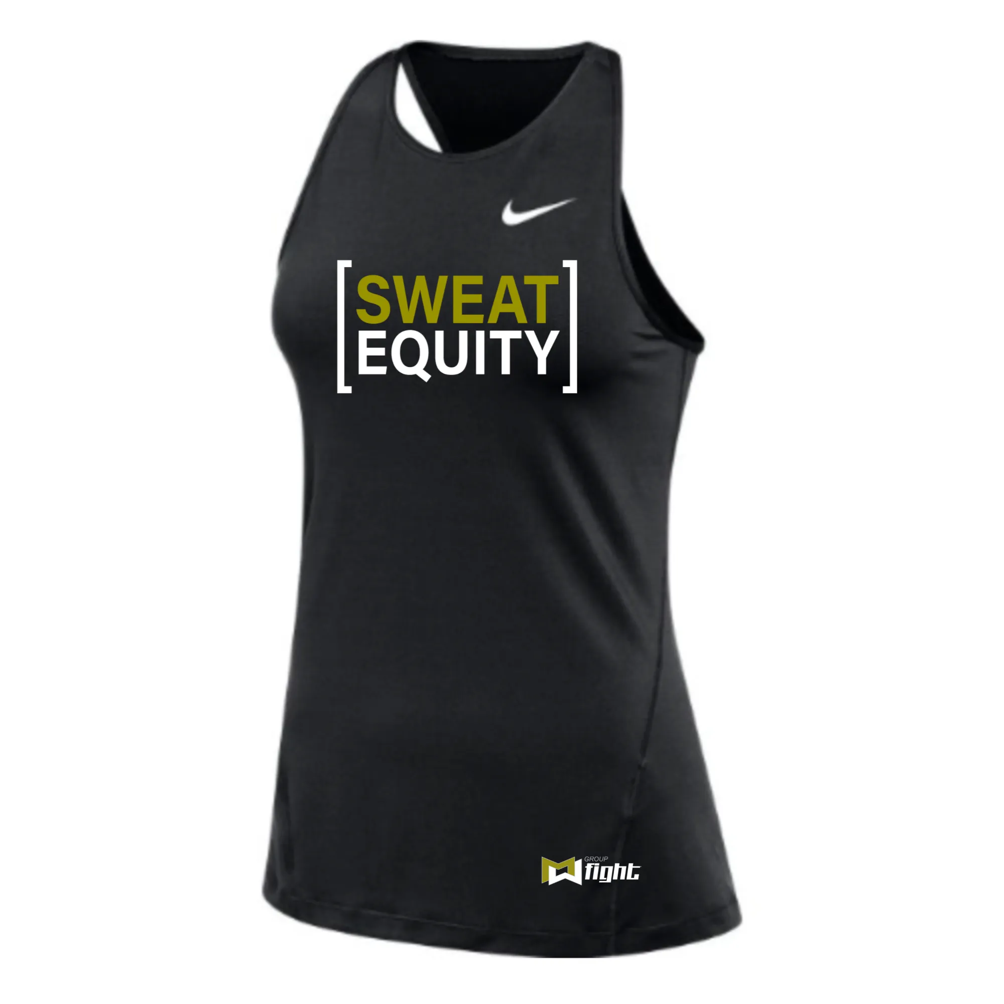 MOSSA Nike Women's All Over Mesh Tank (black)- Fight Sweat Equity Logo
