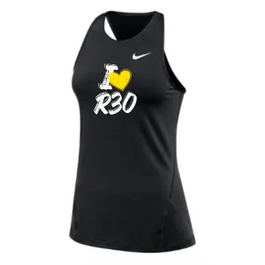 MOSSA Nike Women's All Over Mesh Tank (black) - I HEART R30 Logo