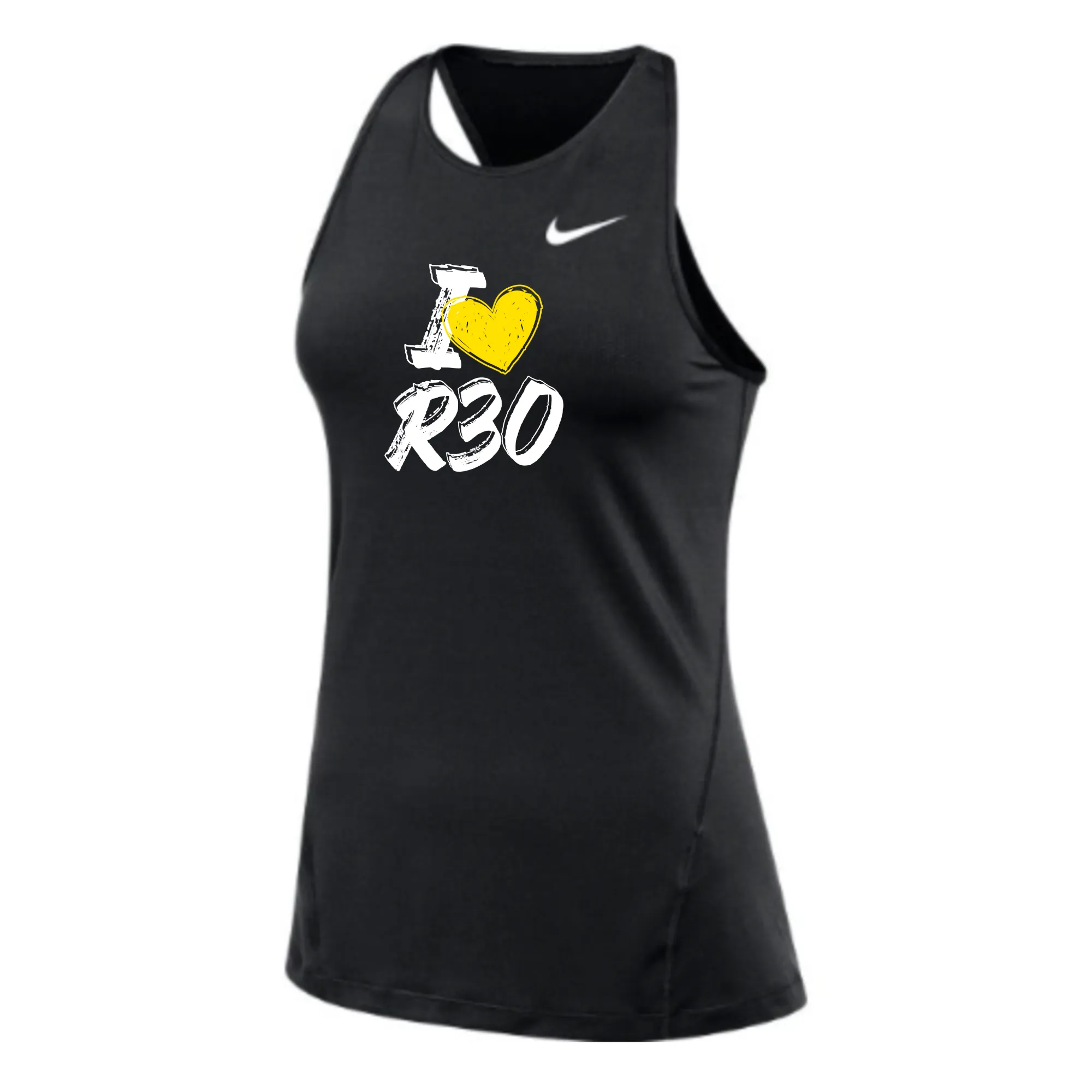 MOSSA Nike Women's All Over Mesh Tank (black) - I HEART R30 Logo
