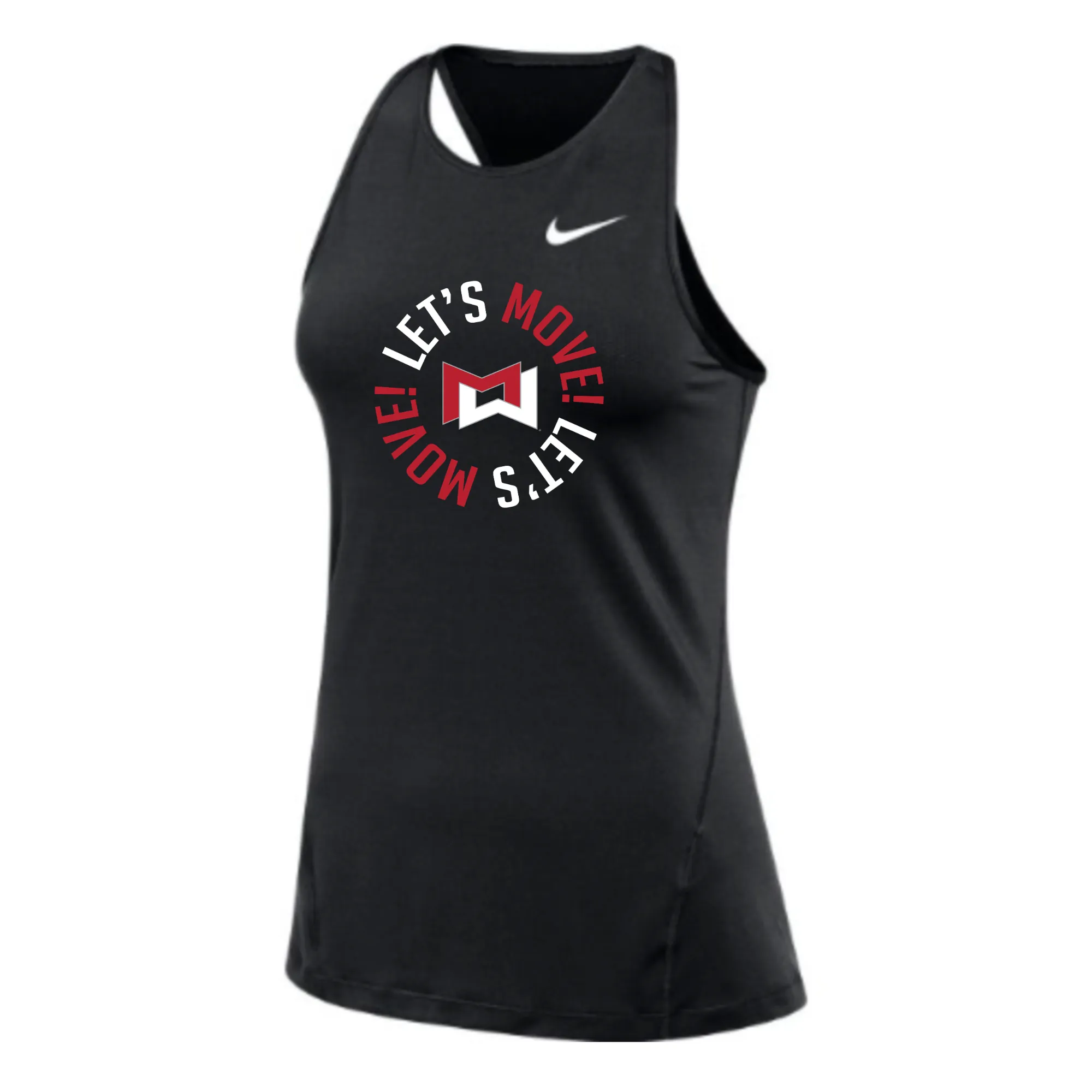 MOSSA Nike Women's All Over Mesh Tank (black) - Power LET'S MOVE Circle Logo