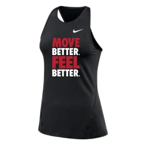 MOSSA Nike Women's All Over Mesh Tank (black) - Power MOVE BETTER FEEL BETTER Logo