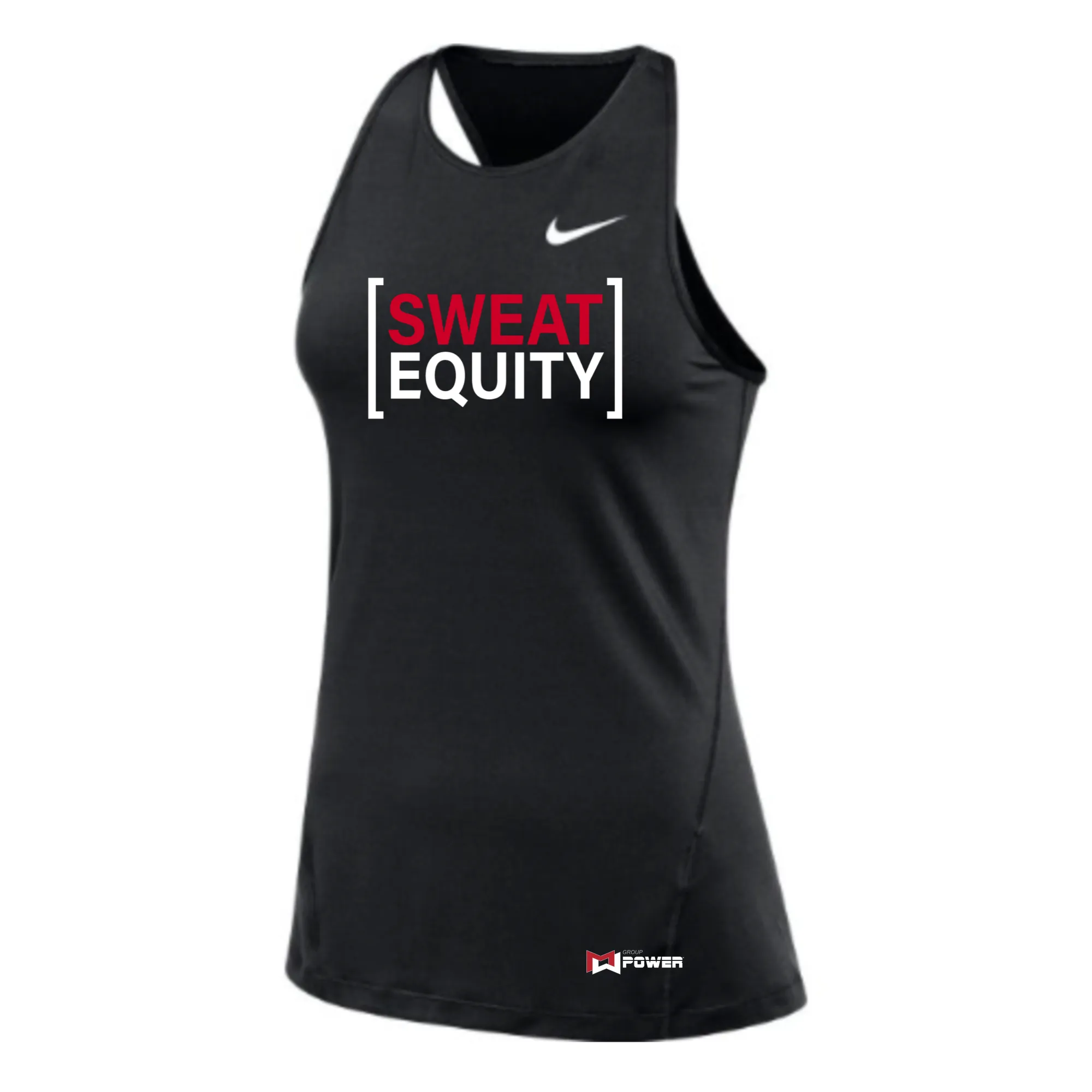 MOSSA Nike Women's All Over Mesh Tank (black) - Power Sweat Equity Logo