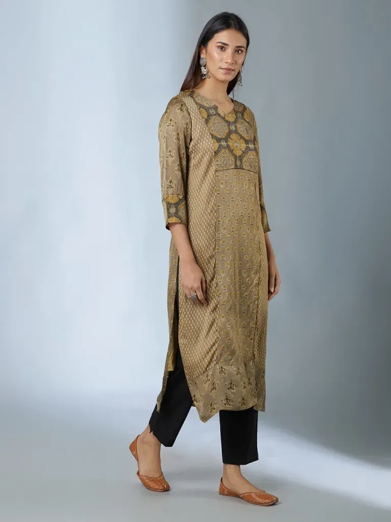 MUSTARD AJRAK KURTA