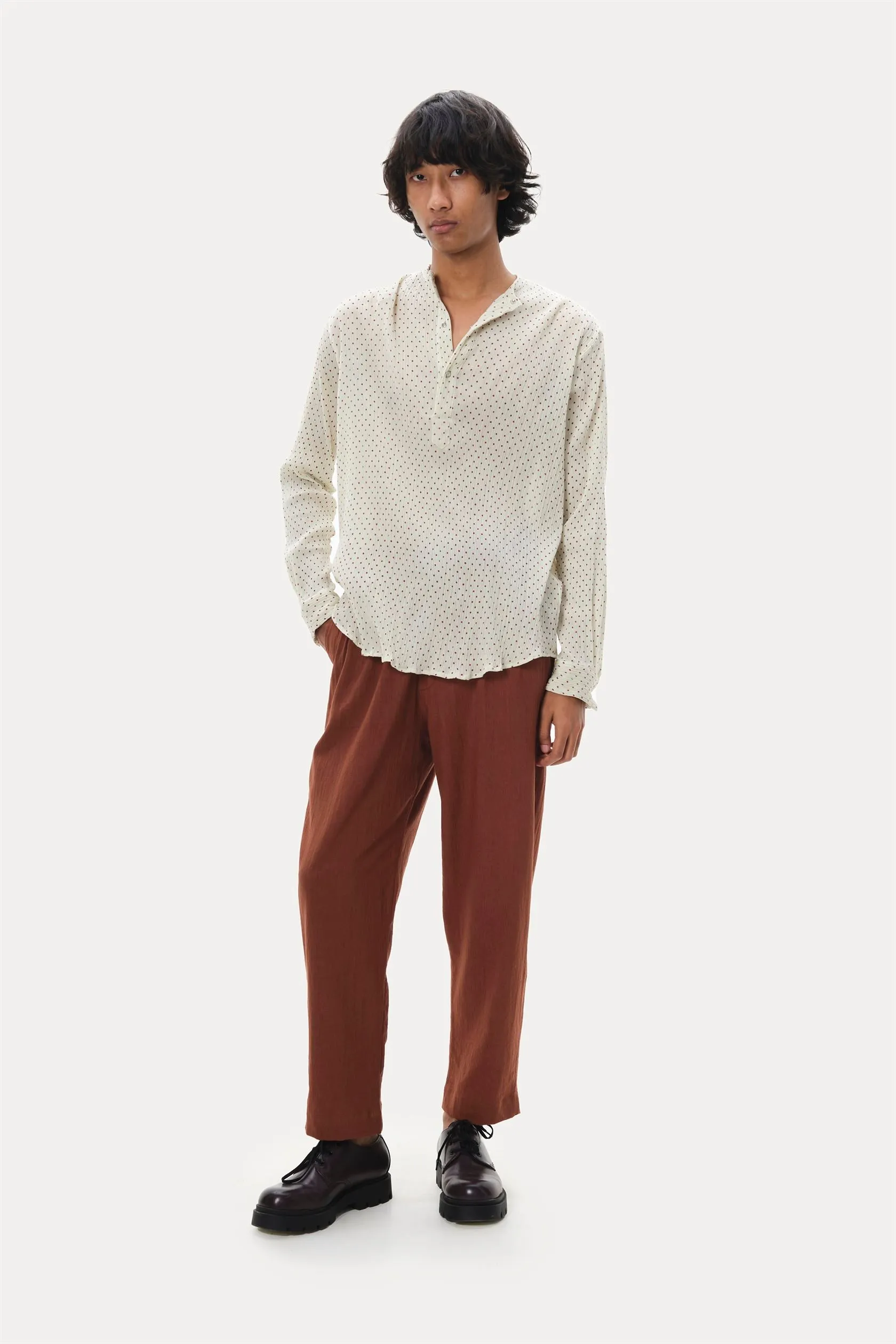 Naushad Ali I Polka shirt,Lilac Signature Spring Summer 2025 High twisted cotton crepe Lilac NA SS24 M03