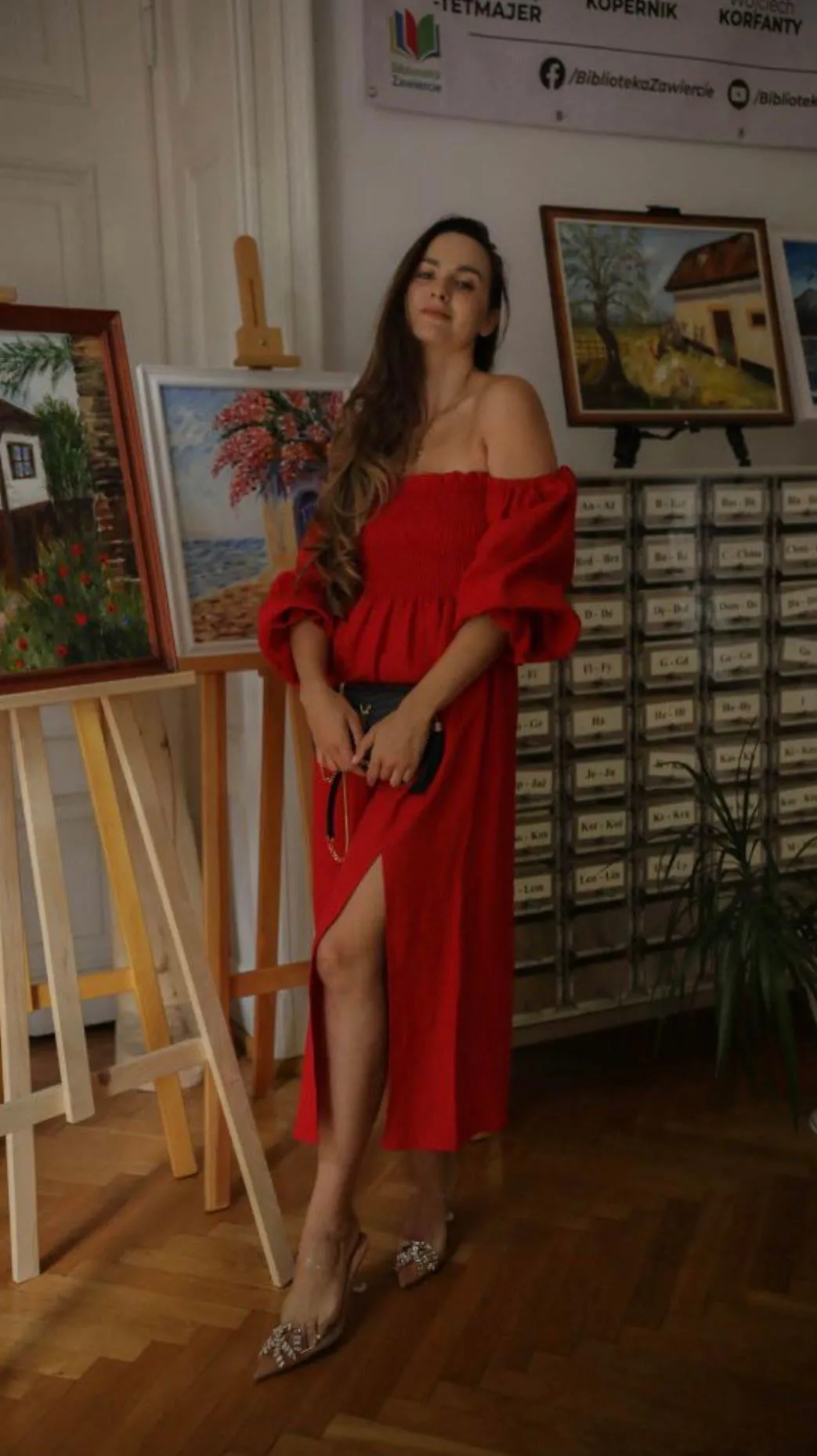 NESSA LINEN RED MIDI