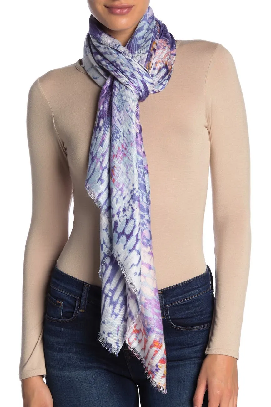 New Nordstrom Women's Linear Abstraction Pattterned Scarf Wrap! Purple Multi! 76X27! Retails $50 
