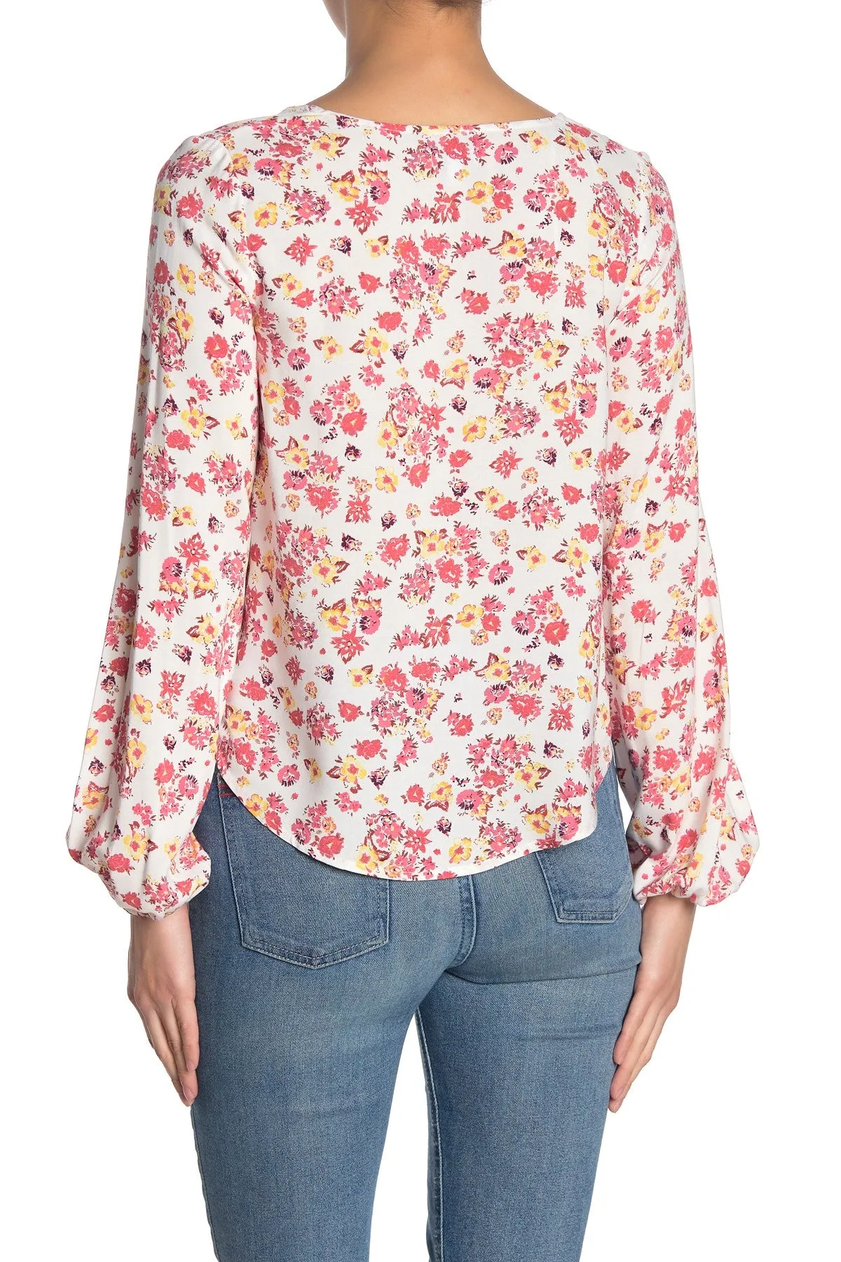 New Nordstrom Women's Love, Fire Button Front Top in delicate Floral Print, Sz L!