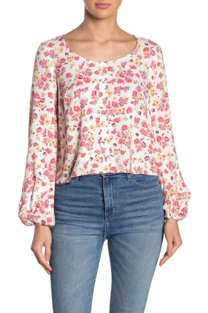 New Nordstrom Women's Love, Fire Button Front Top in delicate Floral Print, Sz L!
