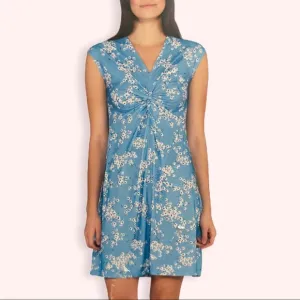 New Sansara Women's Sleeveless Blue Floral Print Pullover Dress-Size XL! Great for Summer!