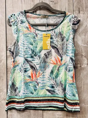 New Women's MCM T-shirt with Botanical Print, Sz L!