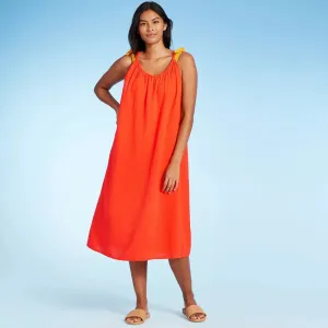 New Women's Women's Midi Cover Up Dress - Kona Sol! Roomy, Flowy perfect for summer! Orange coral Sz 1X/2X