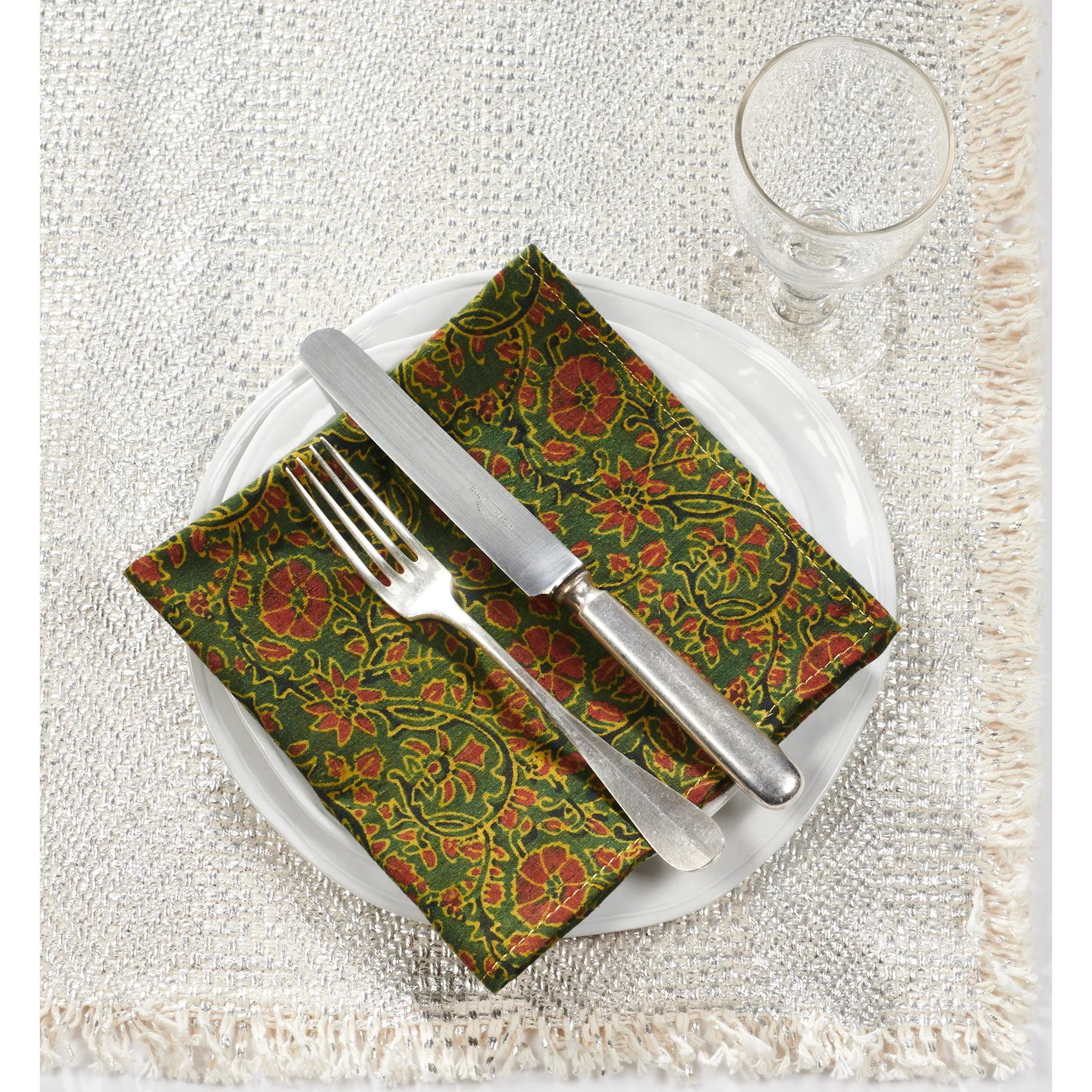 Northern India Block Print Napkin Set - 4