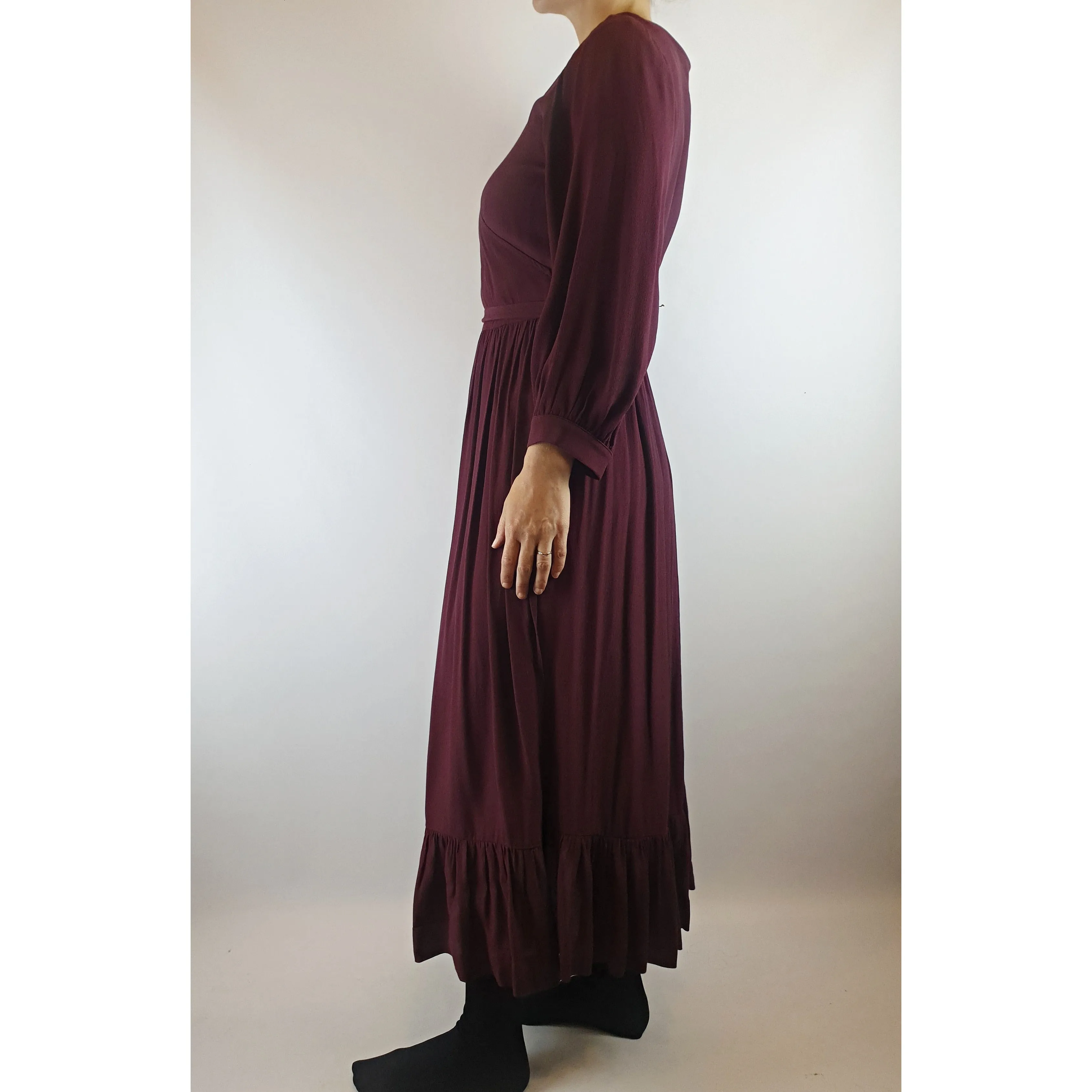 Obus deep magenta purple wrap style maxi dress size 1 (best fits size 8)
